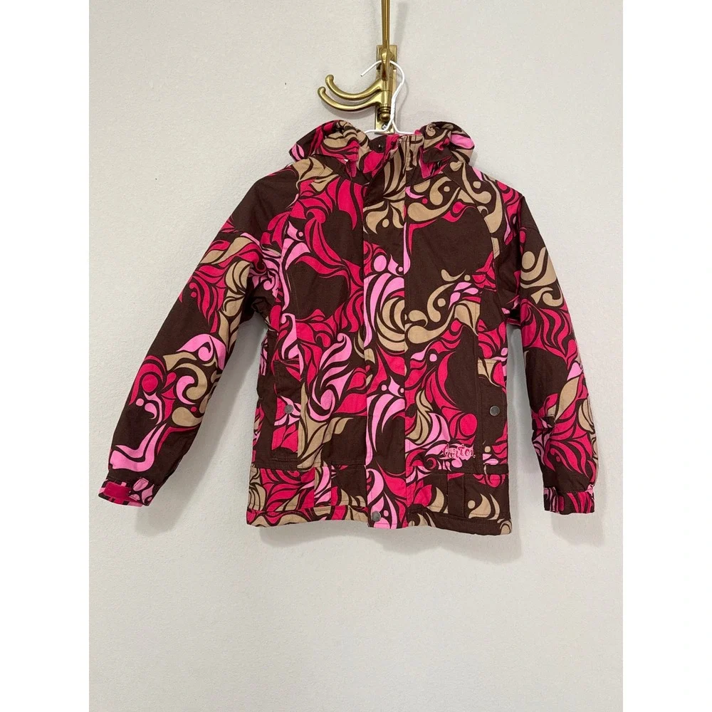 Burton Snowboard Jacket Girls M 7/8 Brown Pink Dryride Sugar & Spice Insulated